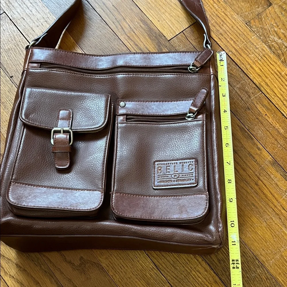 Relic Dark Brown Faux Leather Messenger/Shoulder or Cross-body Bag